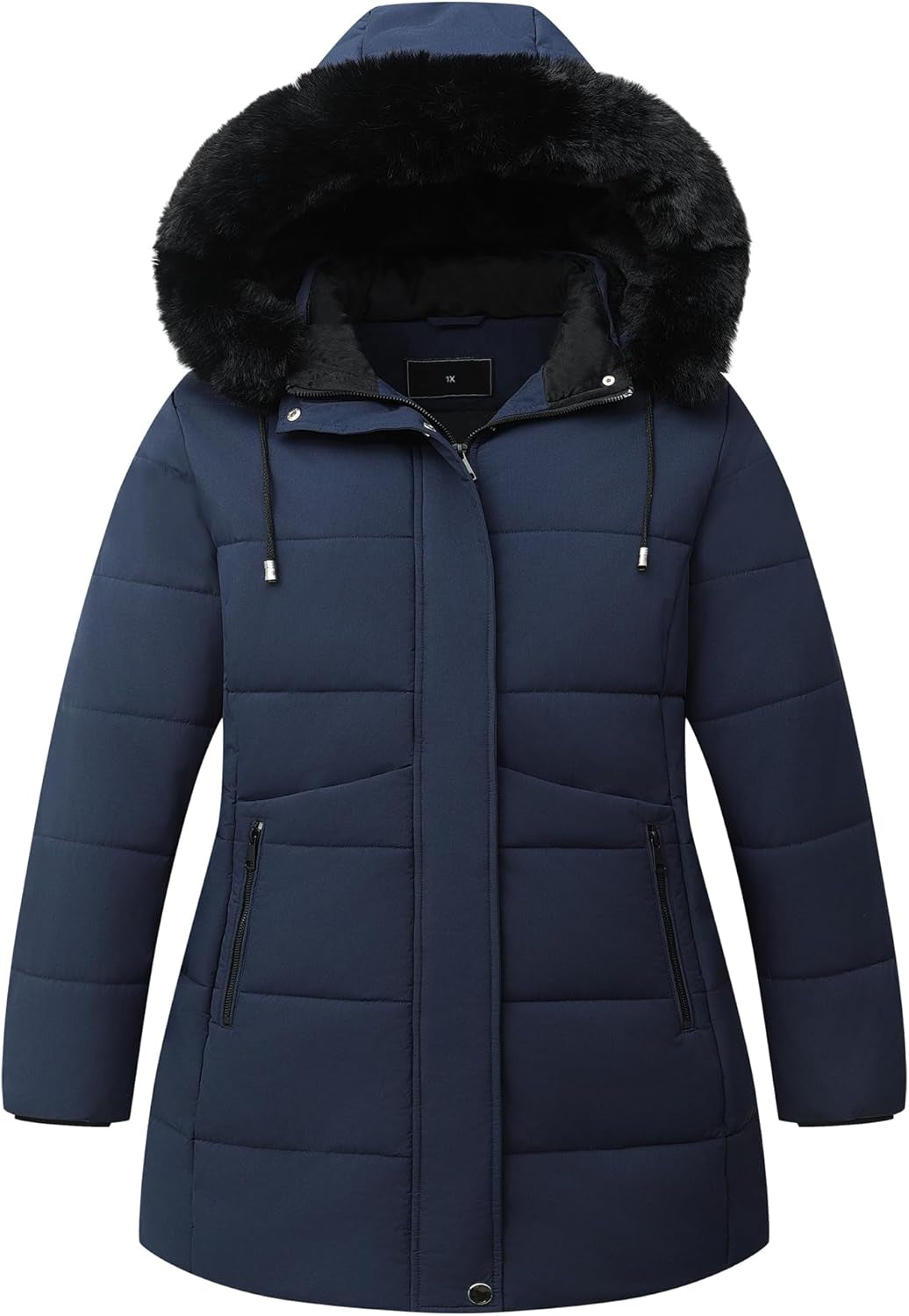 Hooded parka jacket detached from women's winter coat