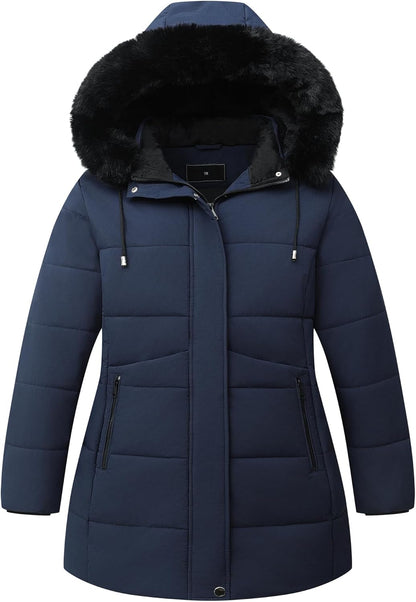 Hooded parka jacket detached from women's winter coat