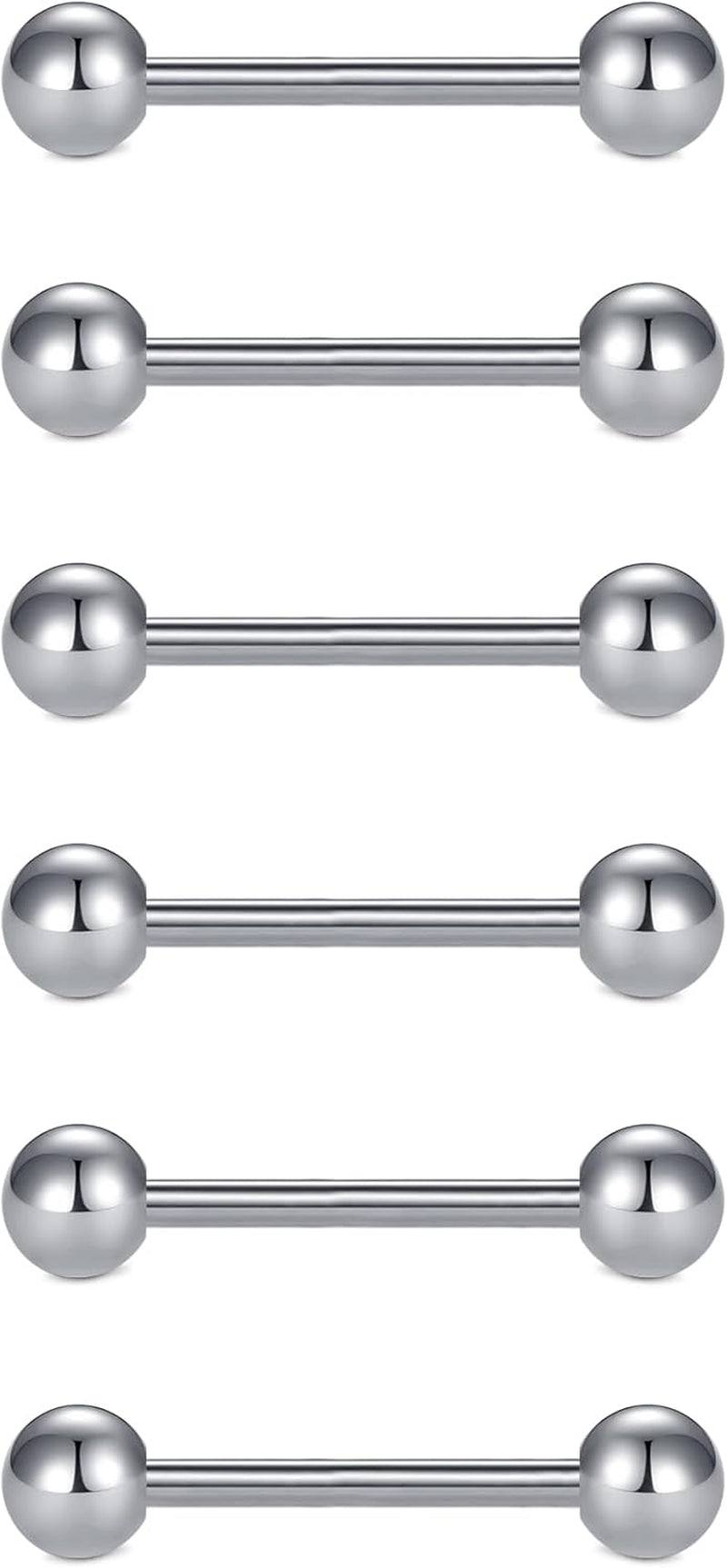 VCMART 12Mm-18Mm 14G Tongue Rings Nipple Straight Barbells Surgical Steel Body Piercing Jewelry