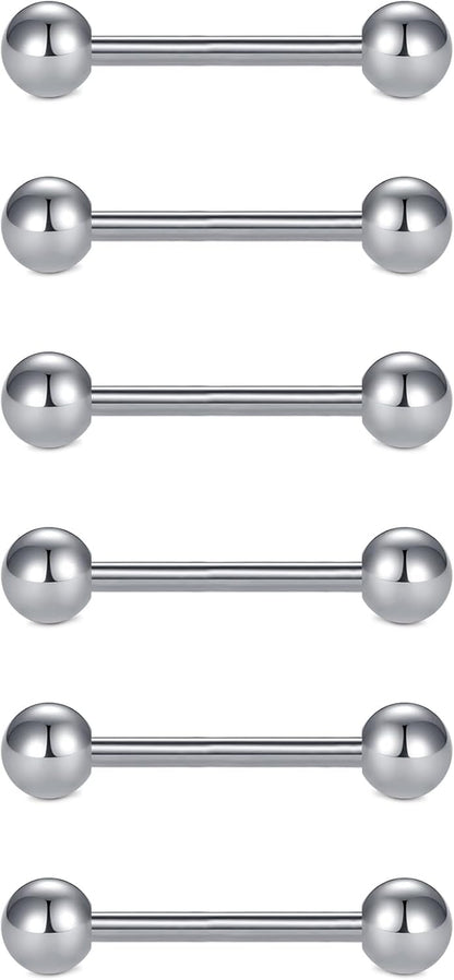 VCMART 12Mm-18Mm 14G Tongue Rings Nipple Straight Barbells Surgical Steel Body Piercing Jewelry