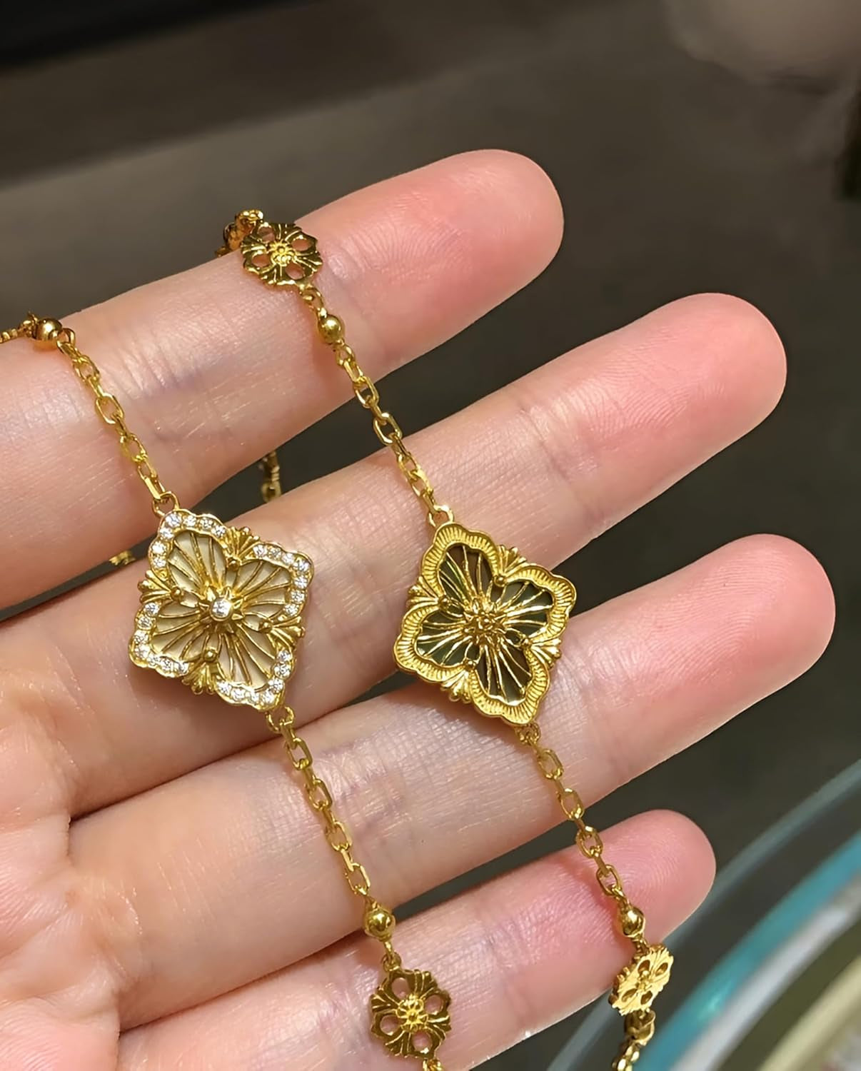 18K Gold Plated Clover Lucky Love Bangle Bracelet Set for Women, Non Tarnish Stacking Friendship Bracelet Set, Christmas Anniversary Birthday Gift