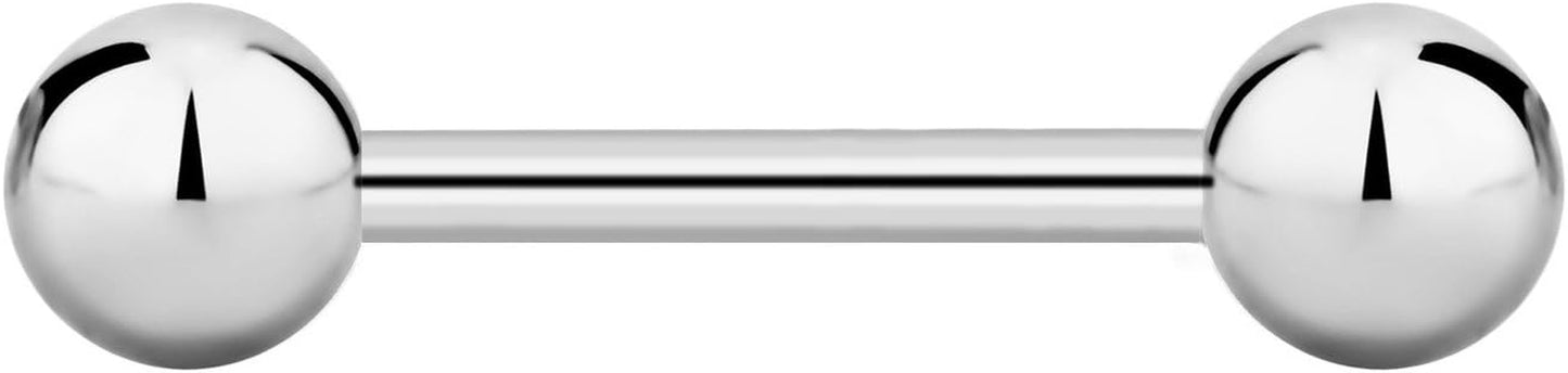 Forbidden Body Jewelry Nipple Barbell, Nipple Bars, Silver Nipplerings Piercing Surgical Steel 8G - 18G Straight Barbell Body Jewelry (Sold Individually)