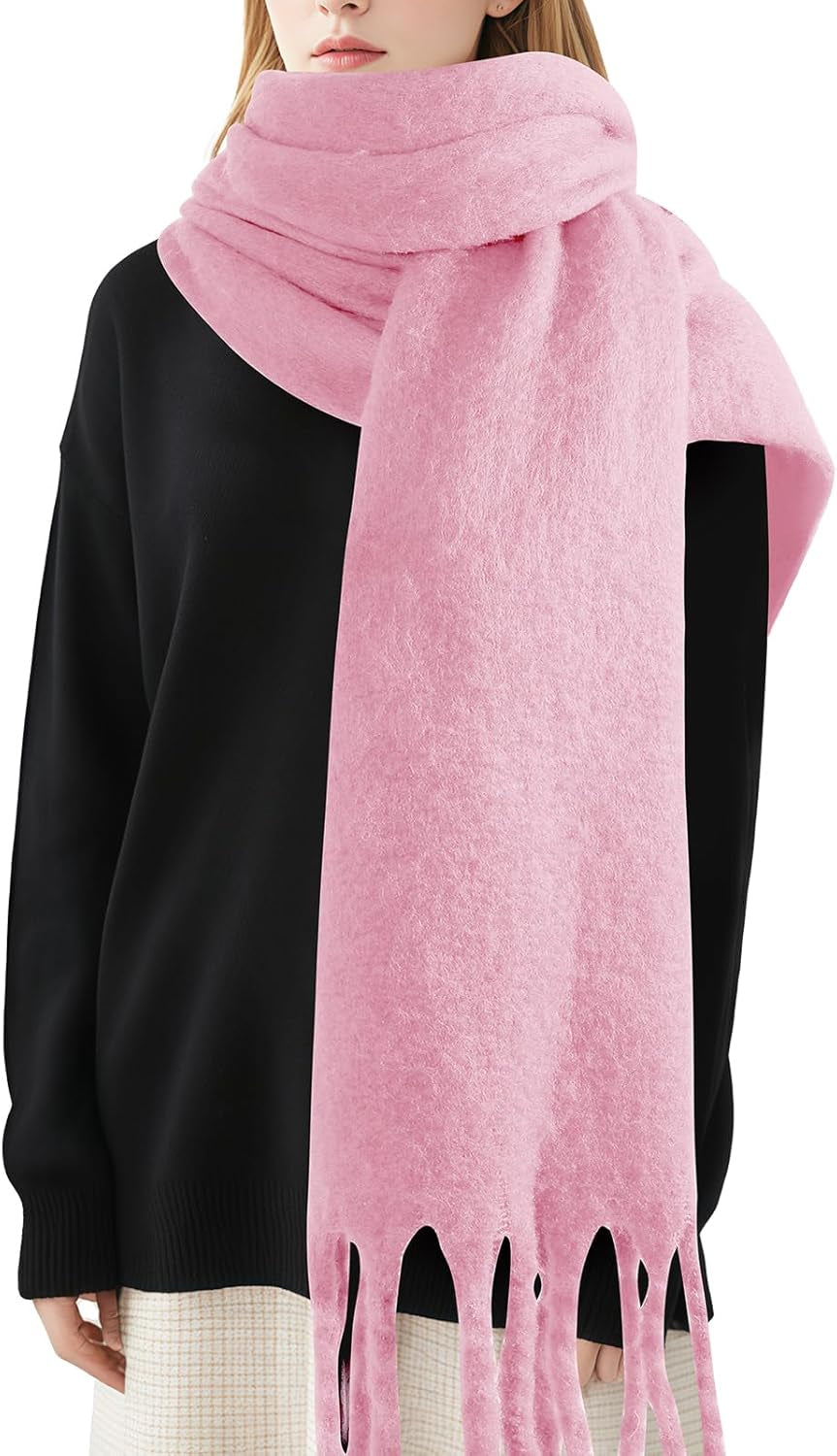 Premillow Women'S Mohair Winter Scarf Pure Color, Warm Winter Scarf for Women and Men, Soft Luxurious Cashmere Feel Scarfs