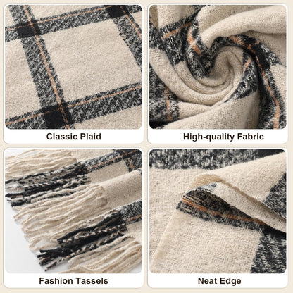 Trifabricy Winter Scarfs for Women, Long Blanket Scarf, Fashion Soft Taseel Plaid Scarf, Chunky Oversized Shawls and Wraps