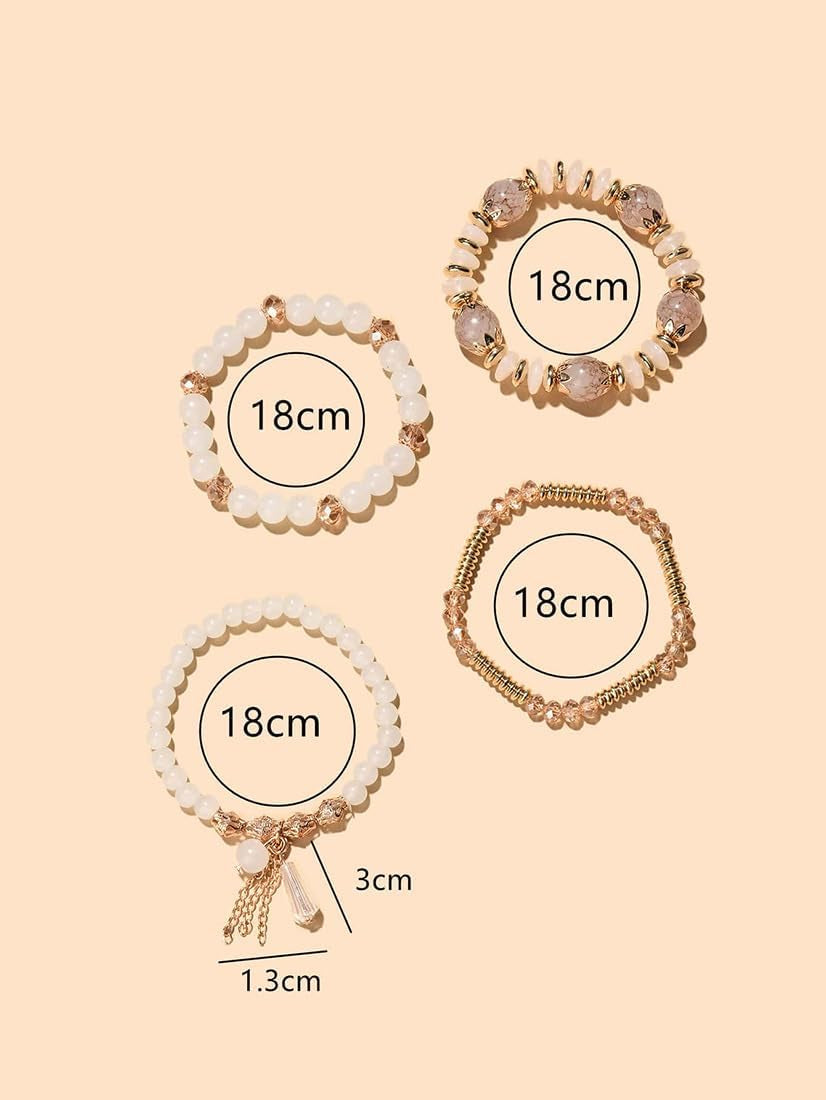 Bohemian Stackable Bracelets for Women Gold Beaded Stretch Charm Bracelets Set Crystal Elastic Multilayer Colorful Charm Bangles Bracelets Summer Beach Multicolor Statement Jewelry