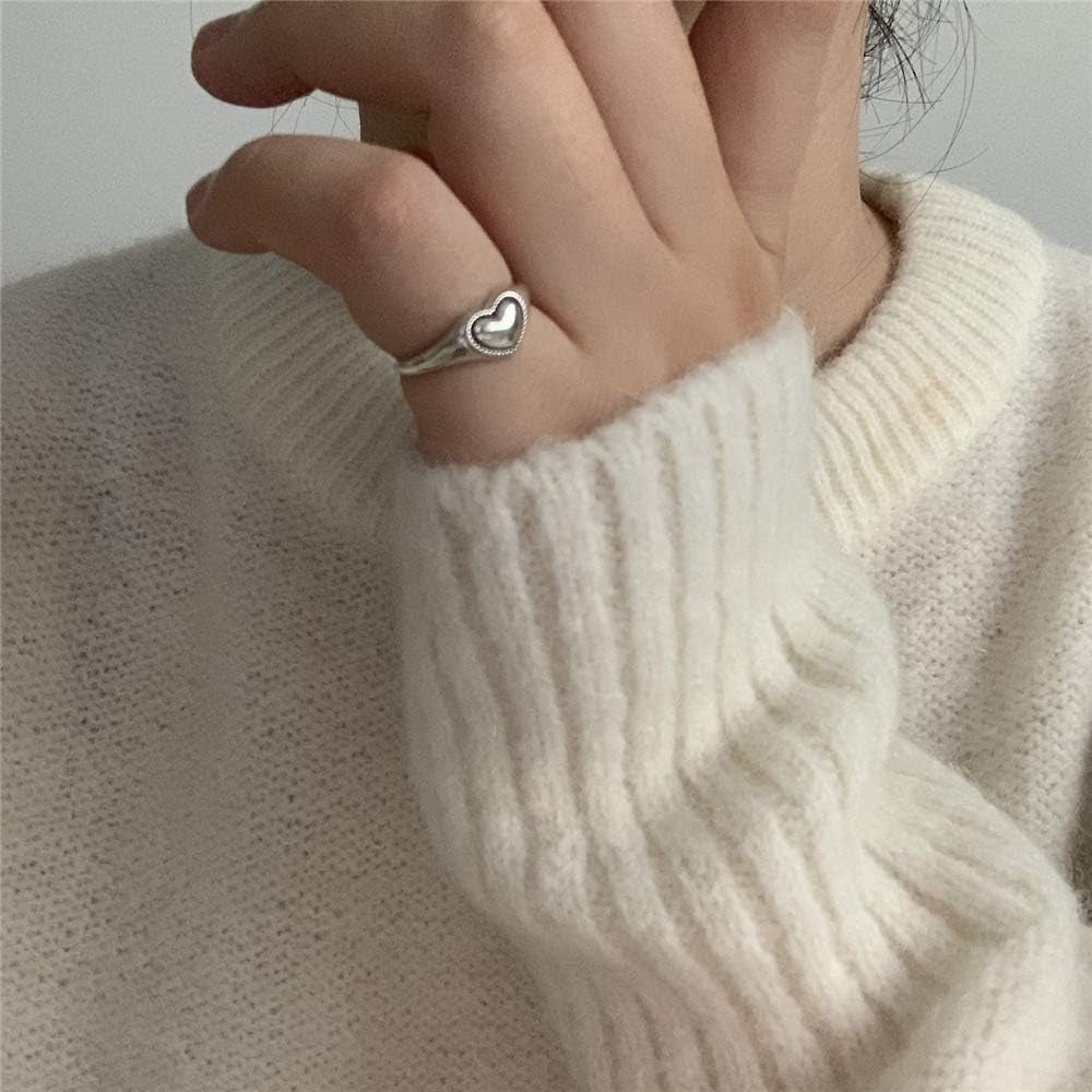 Dainty vintage heart engagement promise ring for women