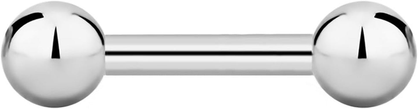 Forbidden Body Jewelry Nipple Barbell, Nipple Bars, Silver Nipplerings Piercing Surgical Steel 8G - 18G Straight Barbell Body Jewelry (Sold Individually)