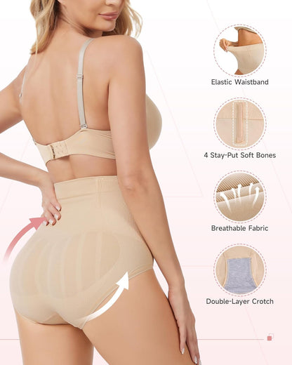 High waisted tummy control shapewear briefs back view detail