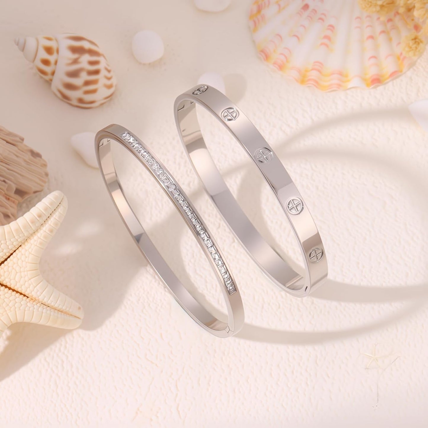 18K gold plated stainless steel friendship bangle bracelets together
