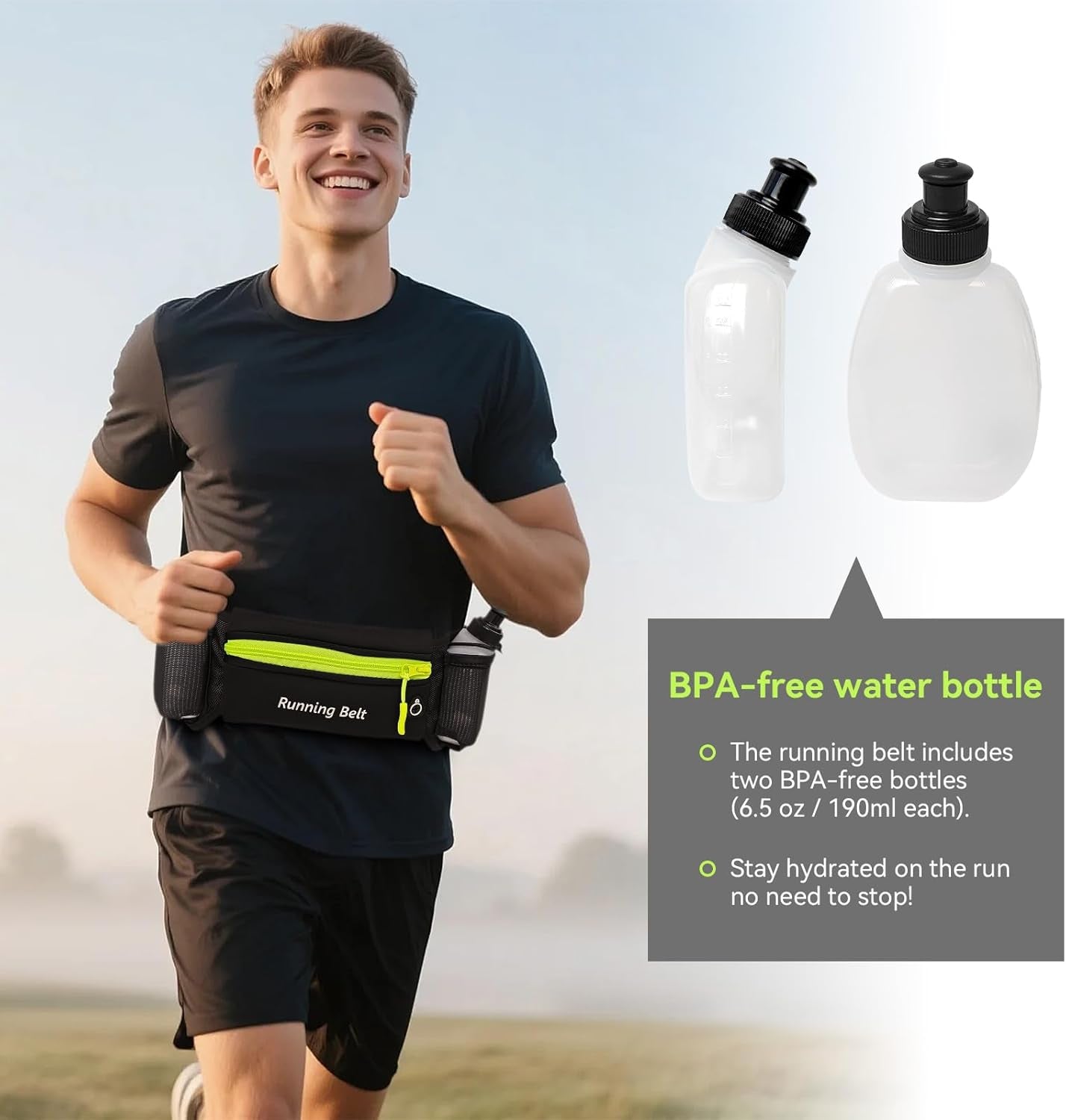 Reflective safety design on AXEN waist pack for night running