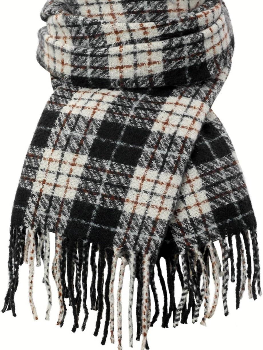 Tavaleu Winter Scarf for Women, Cashmere Feel Scarf Blanket Plaid Scarfs, Shawls Wraps Womens Scarves Fall Warm Tassel Shawls