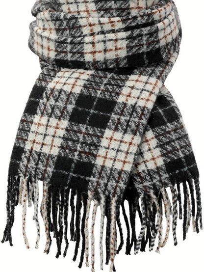 Tavaleu Winter Scarf for Women, Cashmere Feel Scarf Blanket Plaid Scarfs, Shawls Wraps Womens Scarves Fall Warm Tassel Shawls