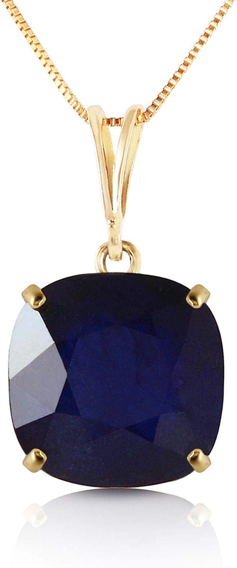 Galaxy Gold GG 14K Yellow Gold 18" Necklace with 4.83 Carat Natural Cushion-Shaped Sapphire