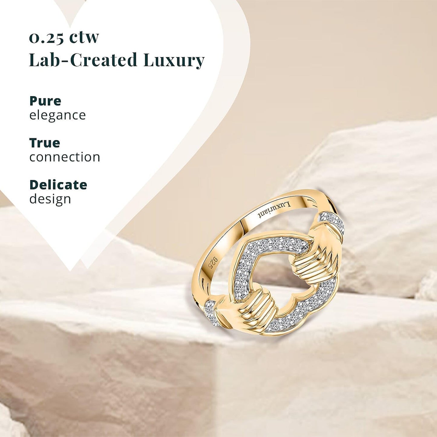 Luxury diamond ring in gold vermeil packaging