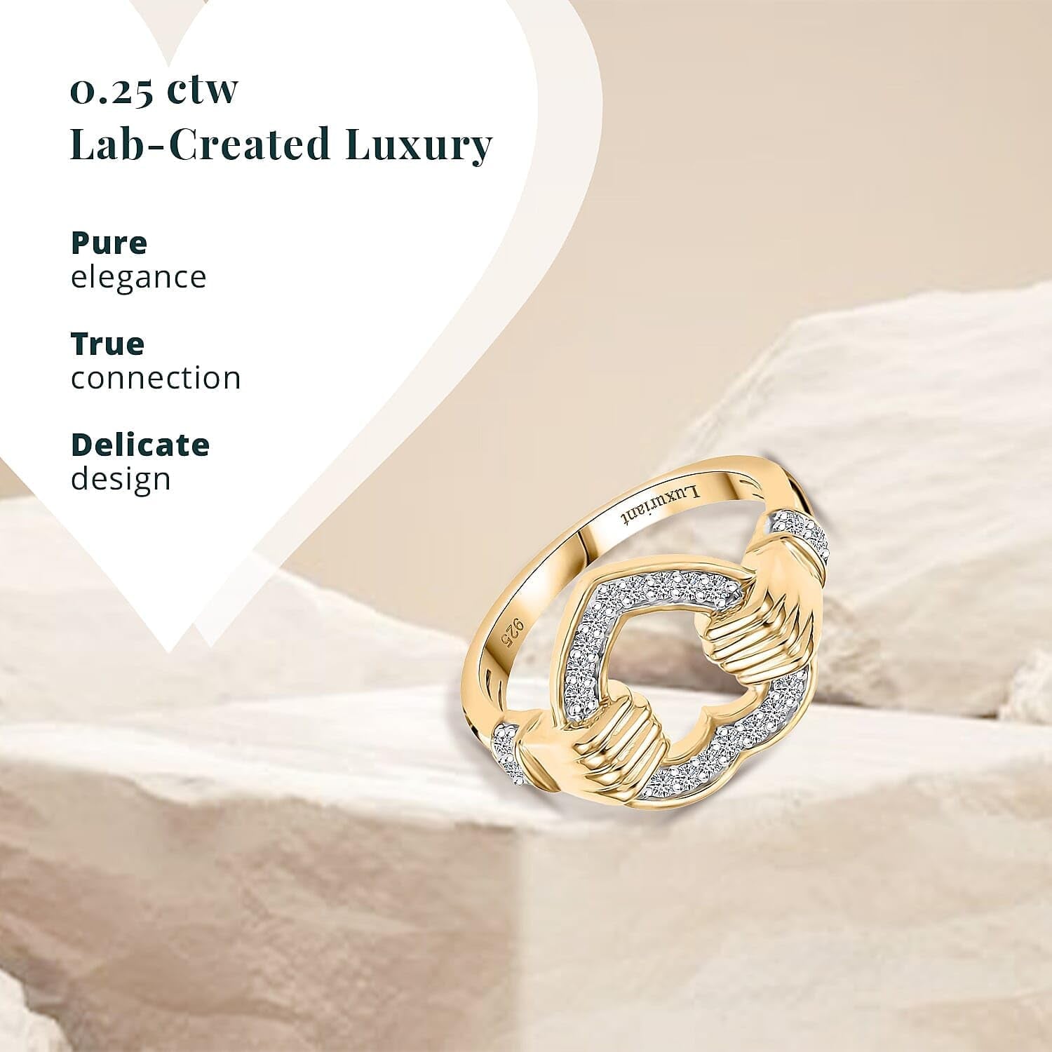 Luxury diamond ring in gold vermeil packaging