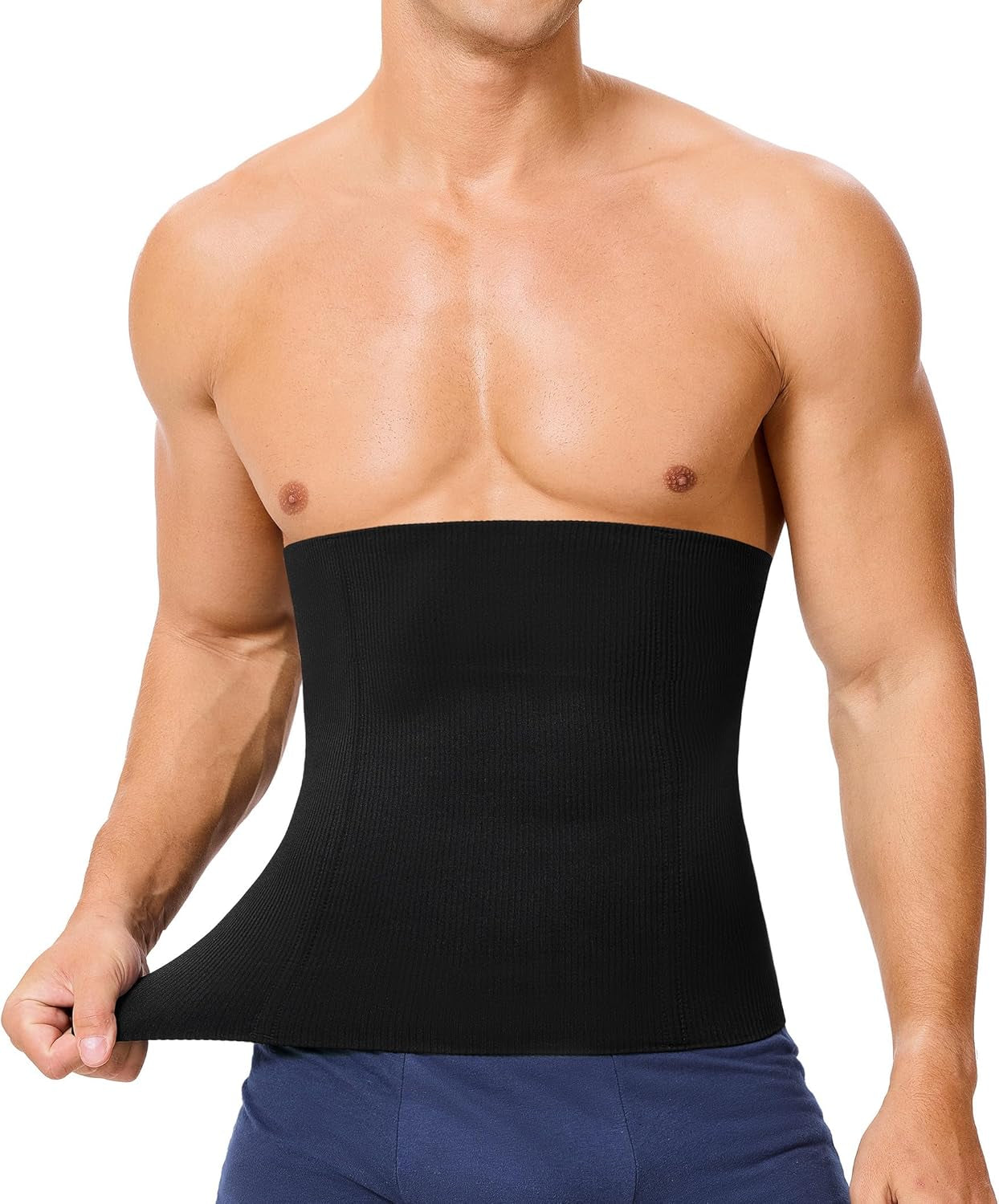 TAILONG mens waist trainer black shapewear corset front view
