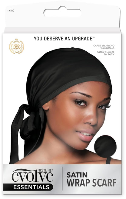 Evolve Satin Wrap Scarf, Black