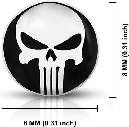 Stainless Steel Punisher Skull round Circle Button Stud Post Earrings