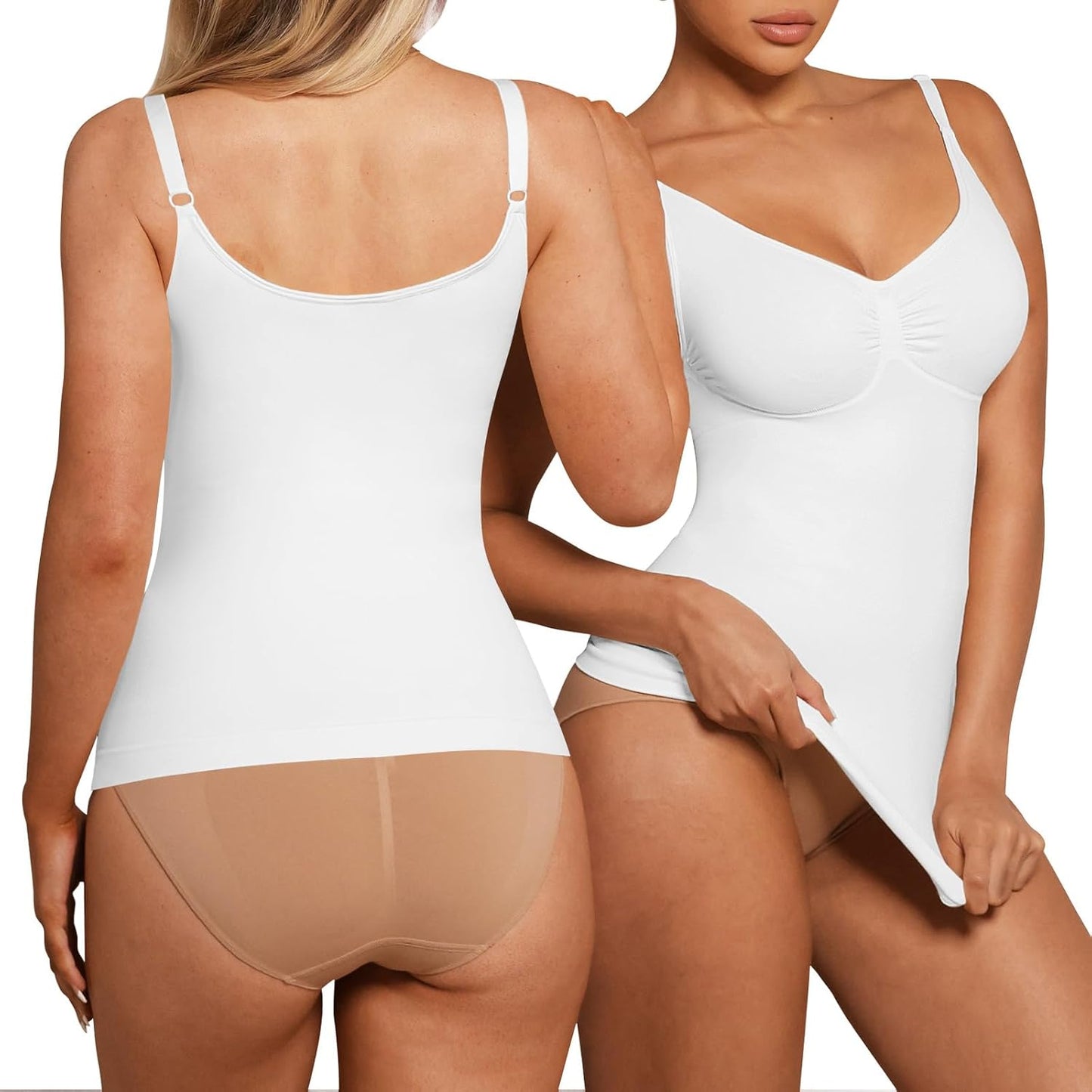 Feelingirl Womens Tank Top Shapewear Tummy Control Tops Slimming Cami Tank Seamless Compression V Neck Camisole