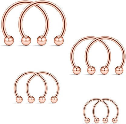 Ruifan 16G Surgical Steel CBR Nose Septum Horseshoe Earring Eyebrow Tongue Lip Nipple Helix Tragus Piercing Ring 6-16Mm