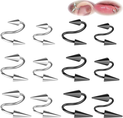 ZS 20G Spike Nose Rings Studs, 18G Stainless Steel Spike Stud Earrings, 16G Septum Lip Rings Cartilage Tragus Helix Piercing for Women Men