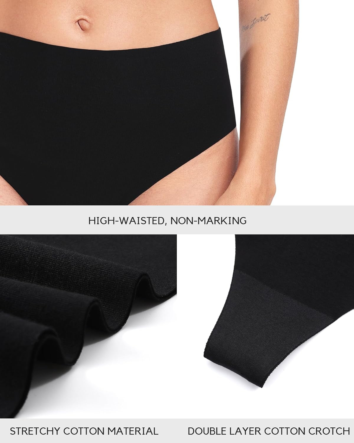 Black and nude cotton thongs laid flat showing multiple color options