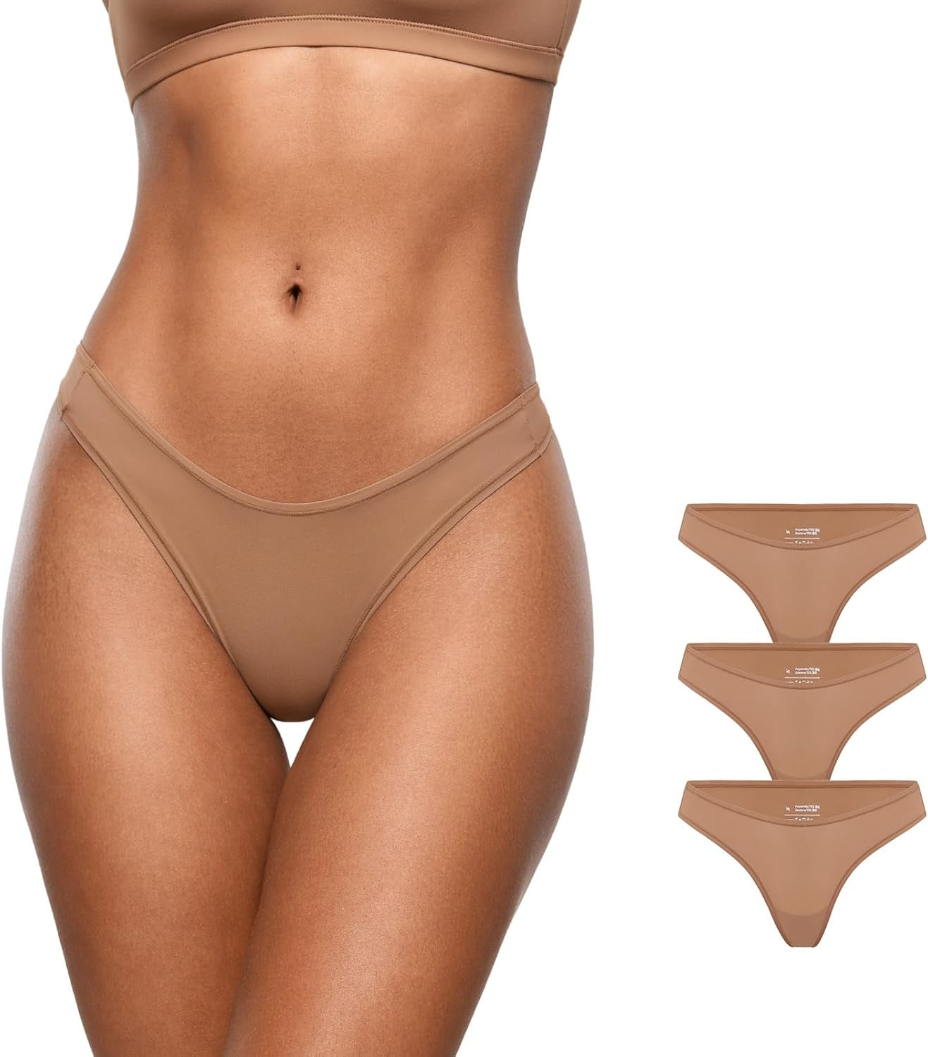 INLYRIC v-waisted thong 3-pack in neutral colors