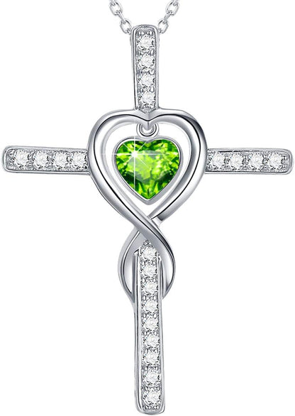 Dorella Love Infinity Christmas Jewelry for Women Birthday Gifts Wife Mom December January Birthstones Blue Topaz Garnet and More Stones Jewelry 925 Sterling Silver