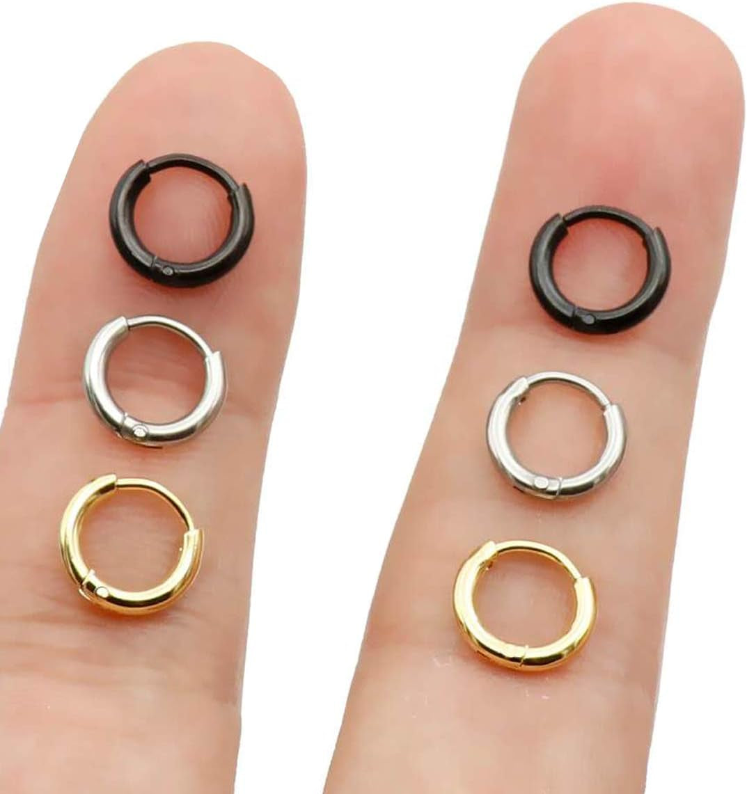 Unisex 18K Real Gold Plating Surgical Steel Sleeper Tiny Hoop Earrings,Nose Ring Septum Ring Helix Ring Daith Ring Lip Ring Nipple Ring Snug Ring Rook Ring Body Piercing Jewelry