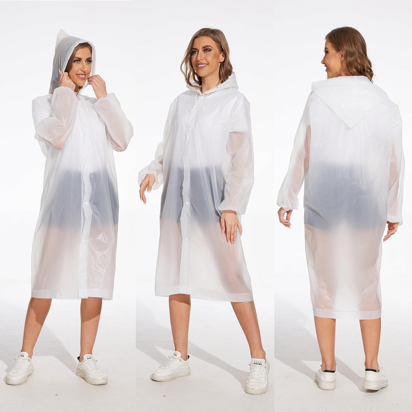 Reusable rain poncho folded for portable storage and travel