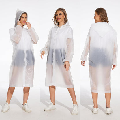 Reusable rain poncho folded for portable storage and travel