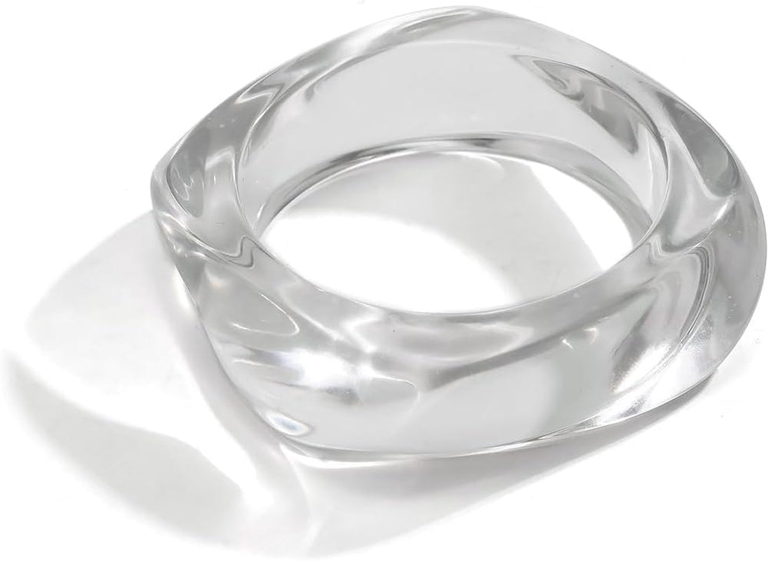 Chunky Acrylic Transparent Candy Color Geometric round Square Cuff Bangle Bracelet Set for Women Resin Wristband Statement Jewelry