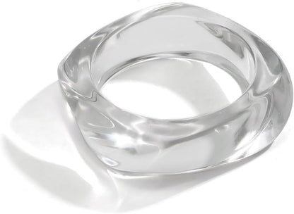 Chunky Acrylic Transparent Candy Color Geometric round Square Cuff Bangle Bracelet Set for Women Resin Wristband Statement Jewelry