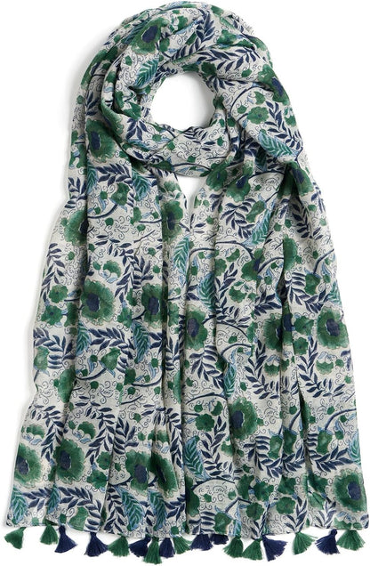 Scarf for Women Lightweight Soft Floral Leopard Printed Scarves Fall Winter Fashion Shawl Wrap with Fringe