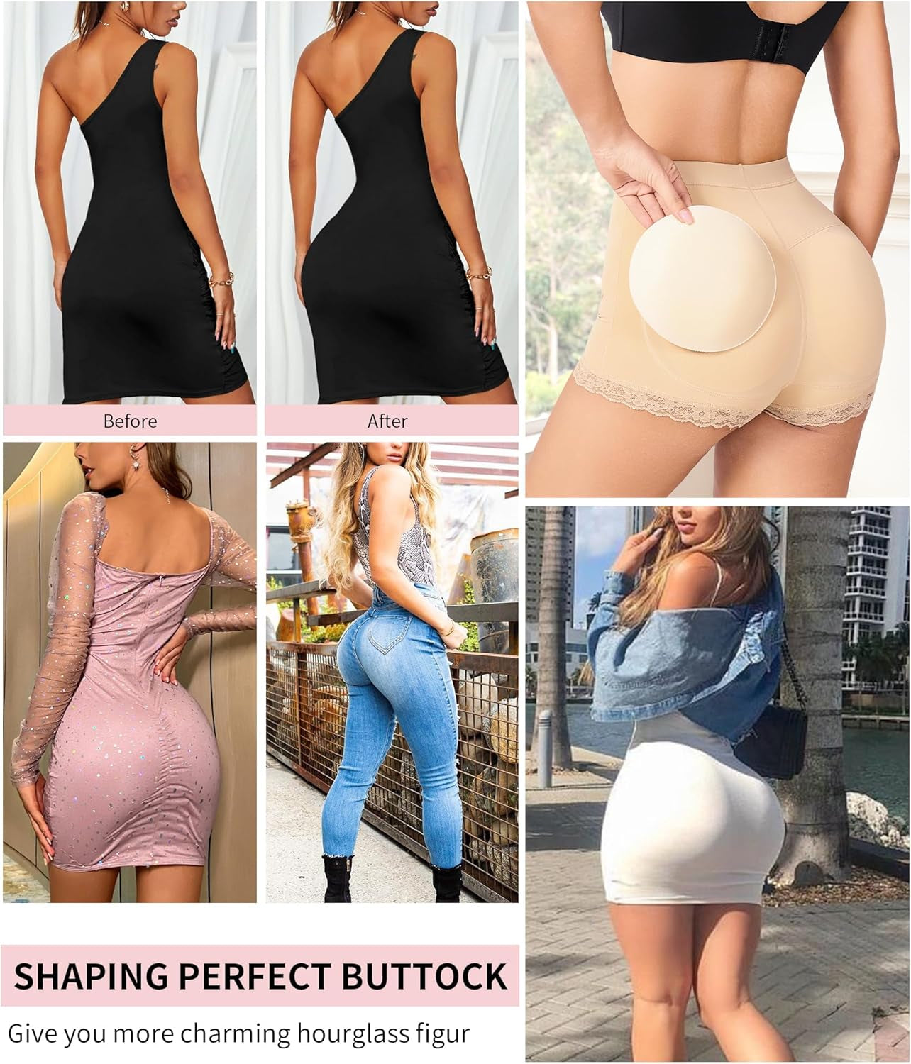 AOSBOEI seamless padded shapewear multiple colors