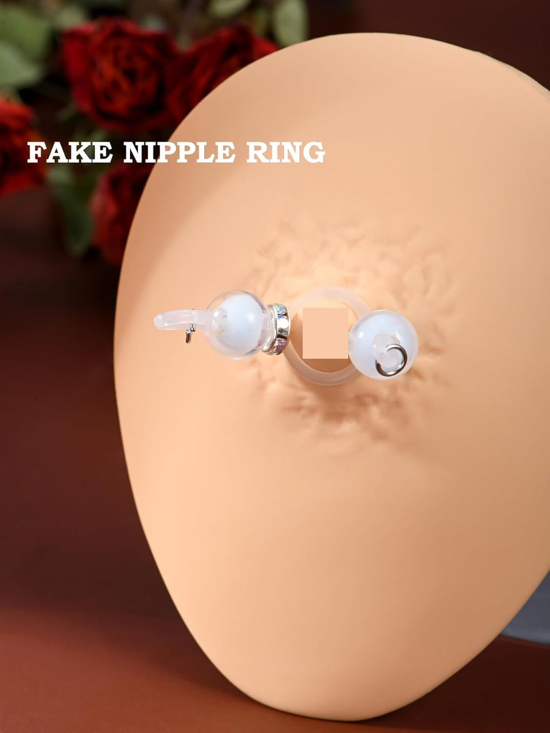 DJCIW 4 Pairs Handmade Fake Nipple Rings,Adjustable Nipple Nooses with 8Mm Silicone Multicolor Beads and Barbells,Non-Piercing Faux Nipple Piercing Comfortable Everyday Wear Cute Body Jewelry