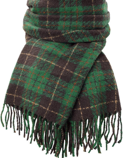 Tavaleu Winter Scarf for Women, Cashmere Feel Scarf Blanket Plaid Scarfs, Shawls Wraps Womens Scarves Fall Warm Tassel Shawls