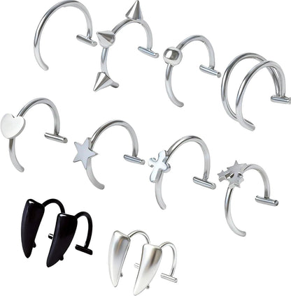 Fake Lip Piercing Faux Lip Ring Cuffs Clip on Faux Snake Bites Hoops Non Piercings Jewelry Vampire Teeth Fangs