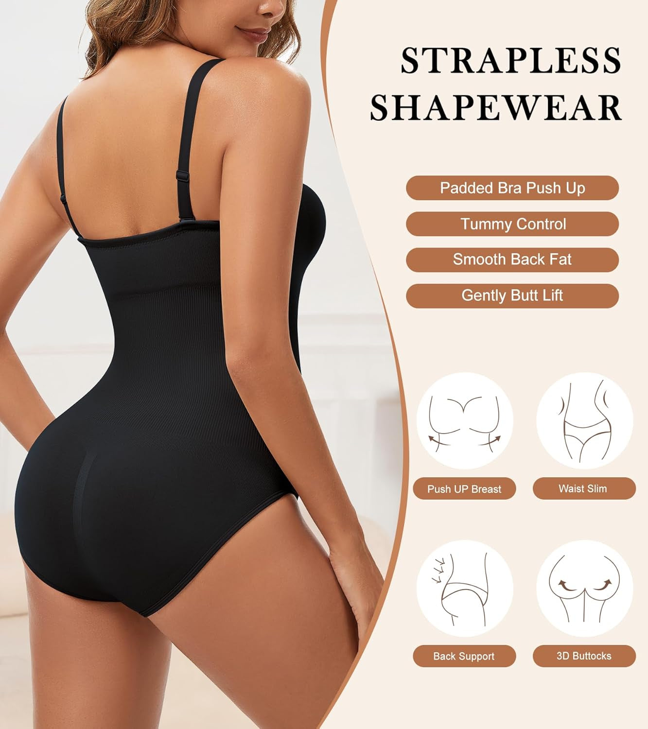 Seamless tummy control tube top body shaper side profile