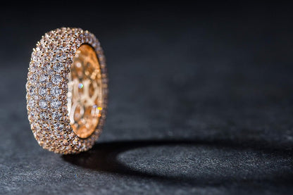 Barzel Women'S Wide Eternity Ring Wedding Band - 18K White or Rose Gold Plated Wide Band Cubic Zirconia Eternity Ring