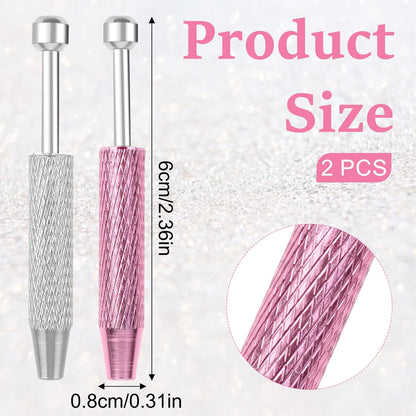 Cobee 2 Pcs Piercing Ball Grabber Tool, Piercing Changing Tools 4-Claw Pick up Piercing Ball Holder, Gem Tweezers Piercing Jewelry for Jewelry Craft Small Parts Pickup(Silver+Pink)