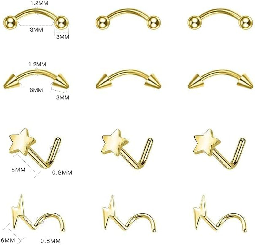 Xpircn Piercing Kit 316L Stainless Steel Belly Button Ring Ear Nose Septum Piercing Jewelry 20G 18G 16G 14G 12G Piercing Tools with Clamps Gloves for Body Piercing