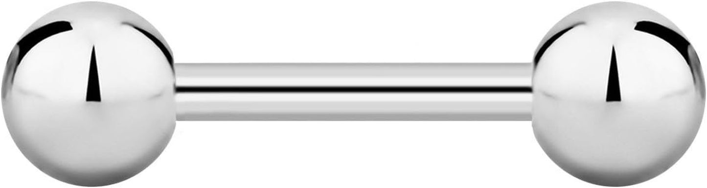 Forbidden Body Jewelry Nipple Barbell, Nipple Bars, Silver Nipplerings Piercing Surgical Steel 8G - 18G Straight Barbell Body Jewelry (Sold Individually)