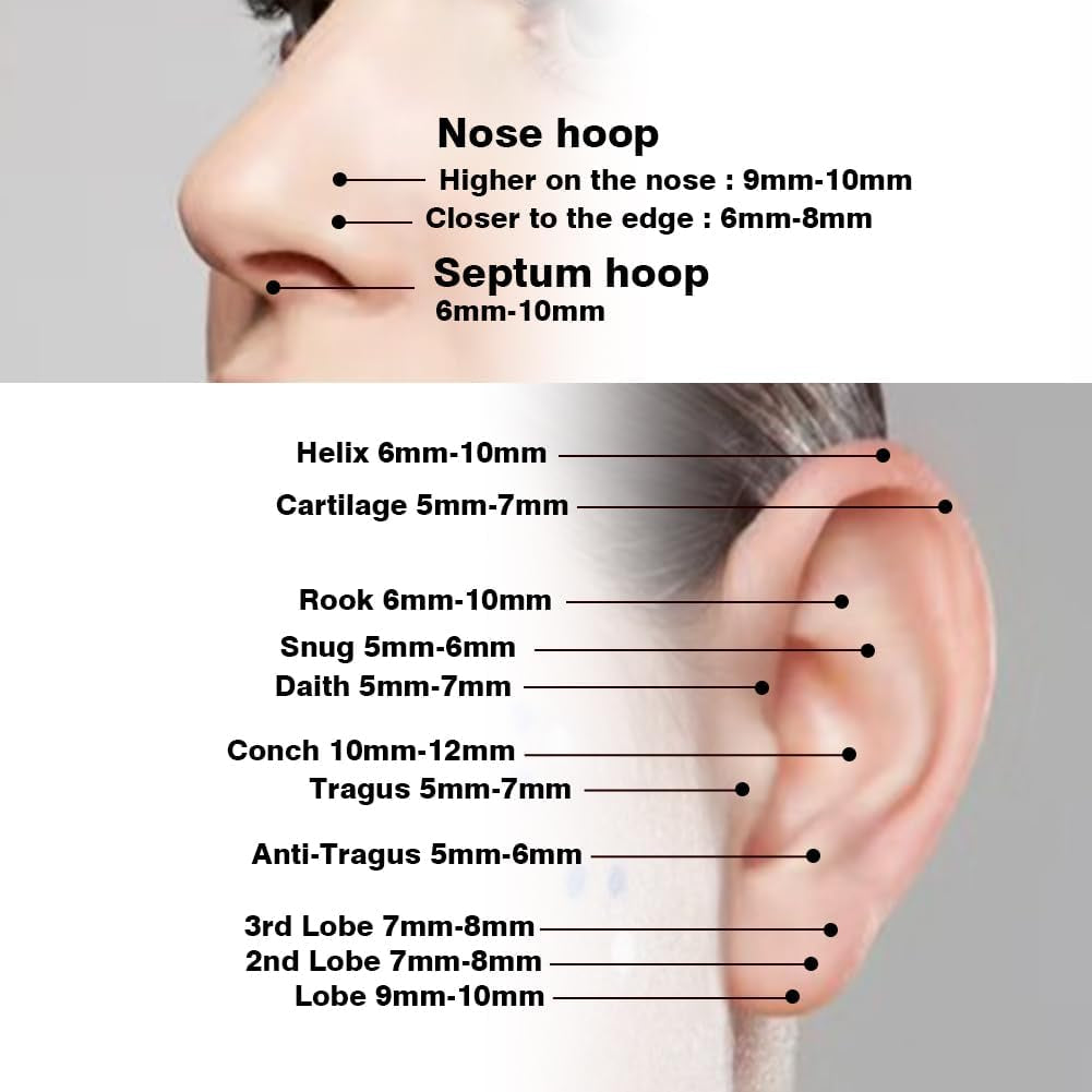 Clear Piercing Retainers - Flexible Nose, Septum Nipple Rings Plastic Body Jewelry Kit for Sports Bioflex Lip Eyebrow Belly Tongue Industrial Barbell