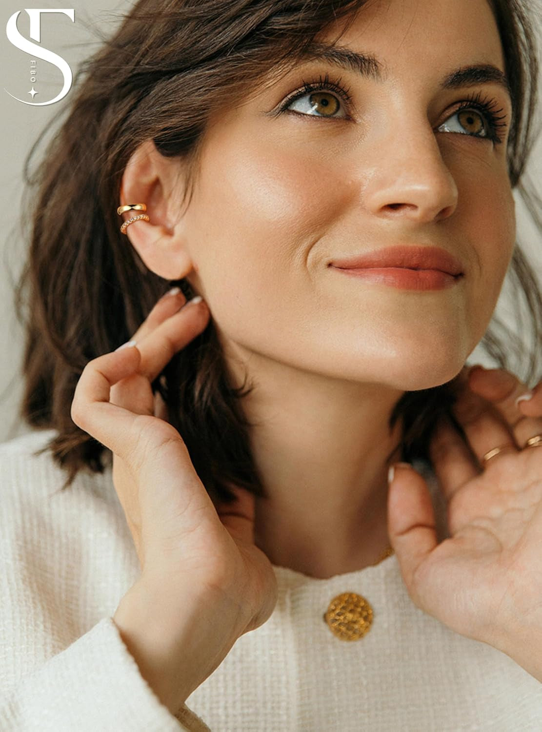 𝟒𝐏𝐚𝐢𝐫𝐬 14K Gold Plated Ear Cuff Earrings for Women Non Piercing - Hypoallergenic Ear Cuffs 14K Silver/Gold Plated Non Tarnish Clip on Cartilage Earrings Fake Earring Set Trendy Jewelry