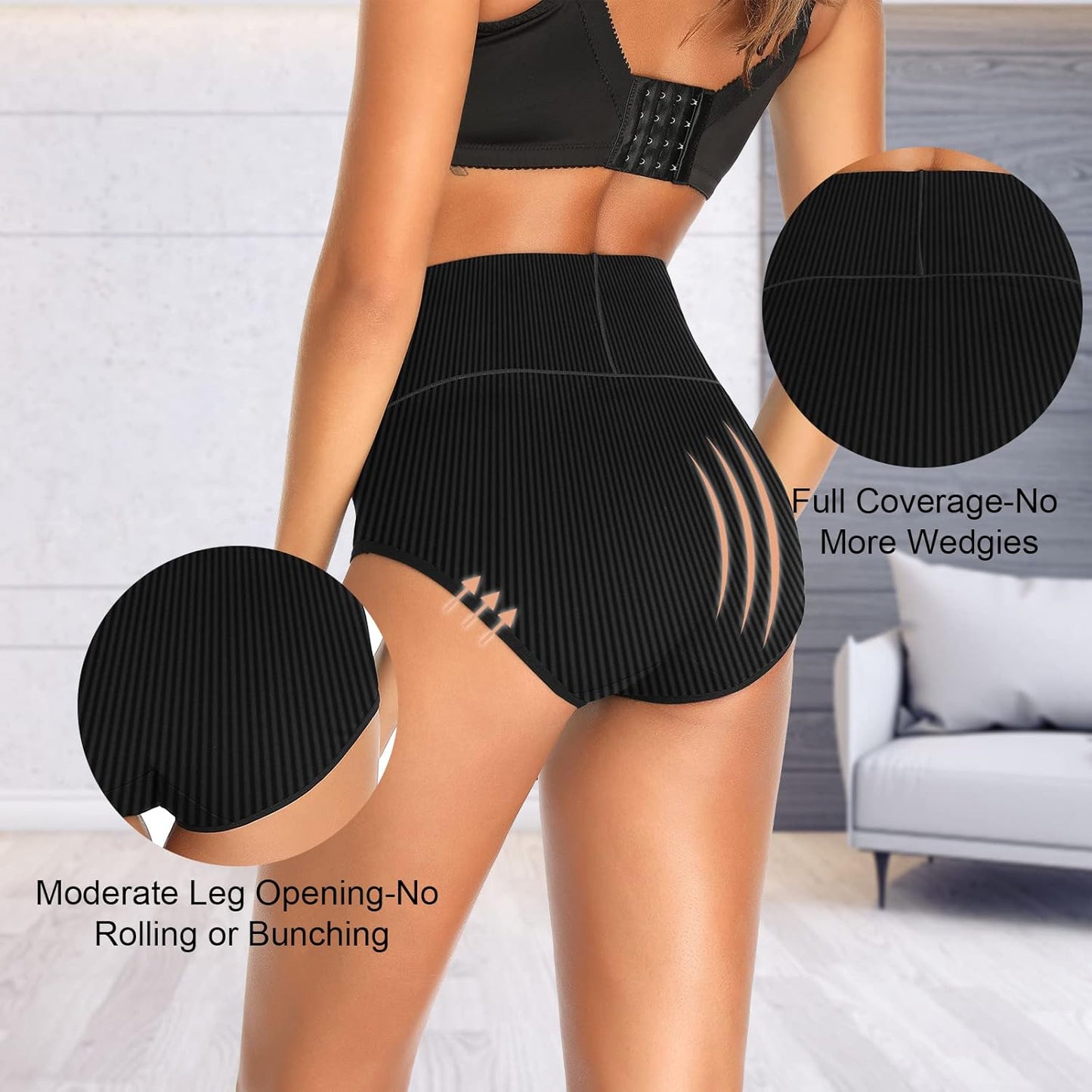 UMMISS high waisted panties back view with full coverage design