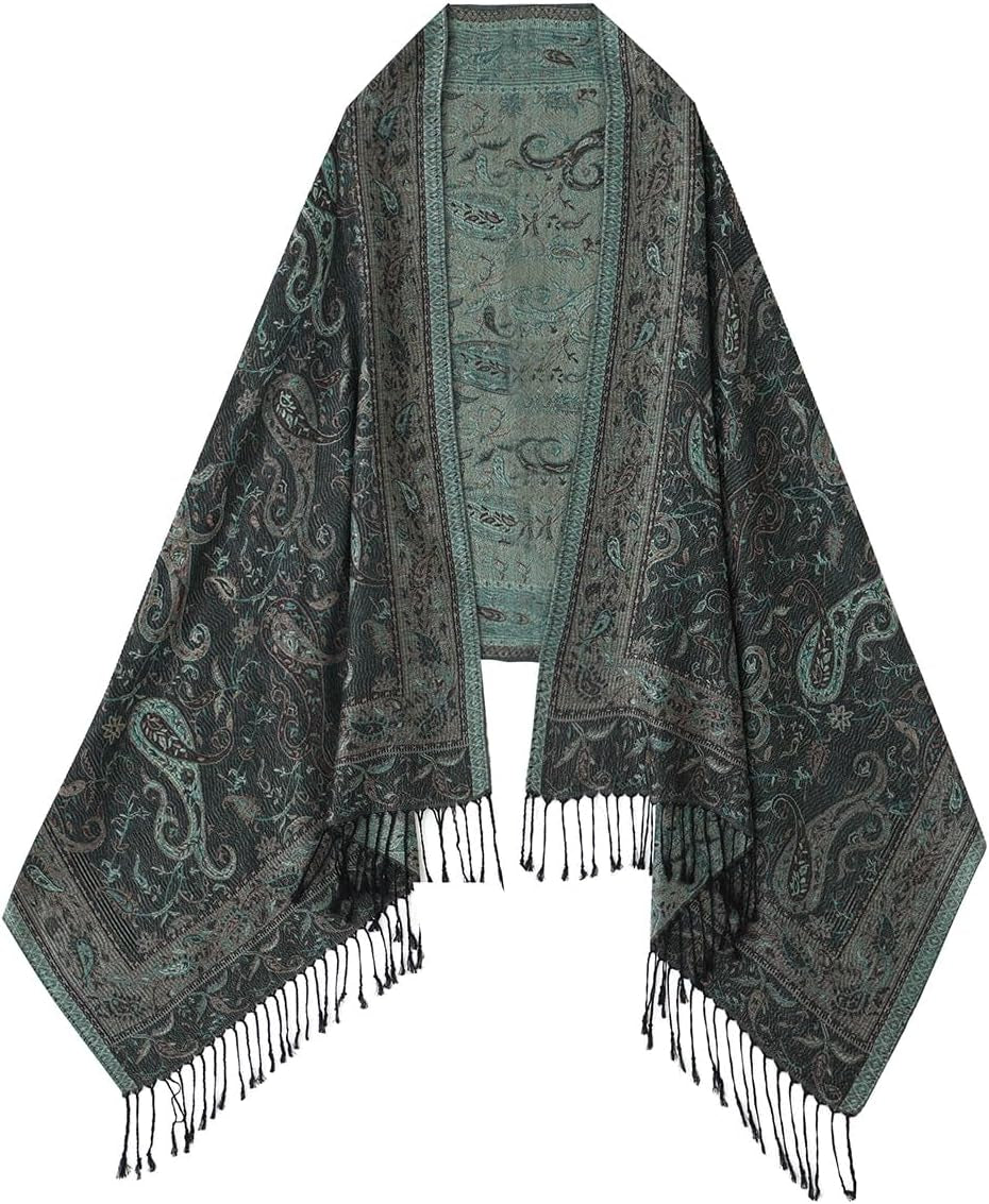 Umjetnost Womens Soft Silky Pashmina Rave Scarf Paisley Pattern Pashmina Shawl Wrap with Fringes