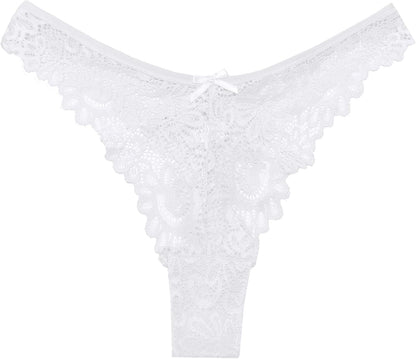 Murimia seamless lace thong panties in black with low-rise design