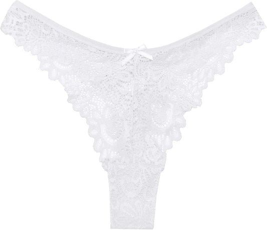 Murimia seamless lace thong panties in black with low-rise design