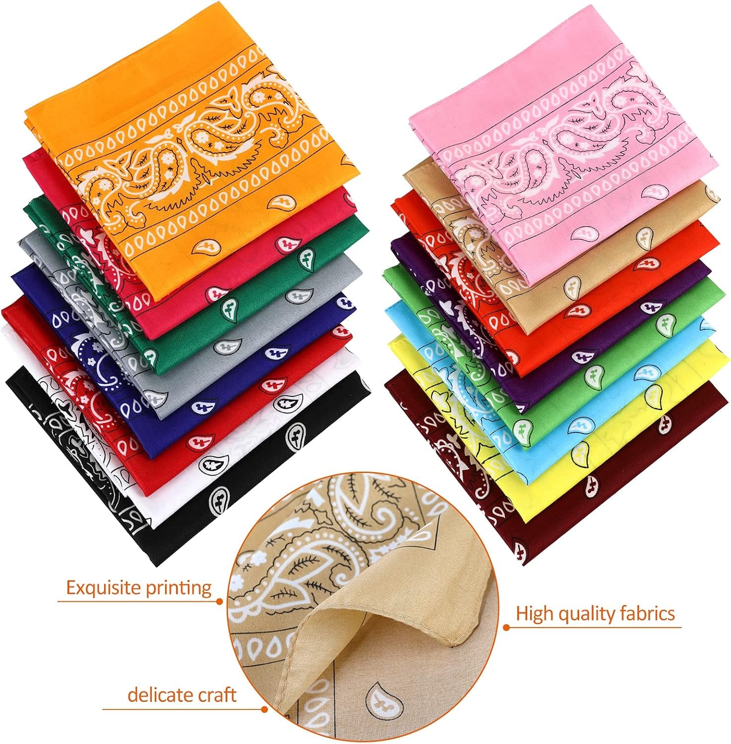 16Pcs Bandanas Multi-Purpose Party Outdoor Favor Scarf Headband Handkerchiefs for Women Men Boy Girls
